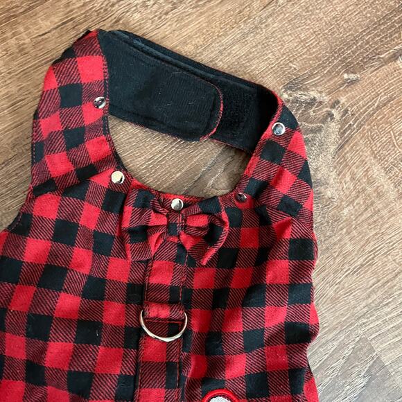 Biker Dog Dress Buffalo Plaid Punk Style Skulls Size Small Best fits - Picture 3 of 7